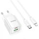 Заряджання Hoco C147A PD20W QC3.0 Type-C на Lightning для пристроїв Apple біла - зображення 1