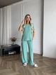 Жіночий літній прогулянковий костюм із крепу футболка і брюки Uaclothes 46-48 Ментоловий (like33392-136051350) - изображение 1