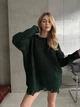 Вязаный свитер свободного кроя Оne size 42-48 Зеленый 1010 - изображение 1