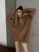 Вязаный свитер свободного кроя Оne size 42-48 Бежевый 1010 - изображение 1