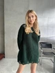 Вязаный свитер свободного кроя Оne size 42-48 Зеленый 1010 - изображение 3