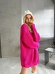 В'язаний светр вільного крою Оne size 42-48 Фуксія 1010 - зображення 4