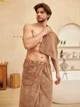Банный комплект для мужчин микрофибра 85х150 Бежевый (Д-novo-m-sauna-0040) - изображение 2