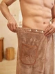 Банный комплект для мужчин микрофибра 85х150 Бежевый (Д-novo-m-sauna-0040) - изображение 7
