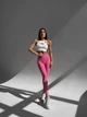 Спортивный костюм (топ и леггинсы с карманами, чашки и пуш-ап эффект), белый + фуксия, размер M - изображение 1