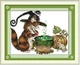 Набор для вышивания по нанесённой на канву схеме "Halloween cat". AIDA 14CT printed 28*21 см - изображение 1