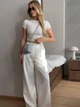 Базовые женские классические брюки белые 42-44 р4942.391 - изображение 13