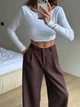 Базовые женские классические брюки шоколадные 42-44 р4942.391 - изображение 3