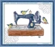 Набор для вышивания по нанесённой на канву схеме "Bird and sewing machine". AIDA 14CT printed 35*30 см - изображение 1