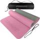 Килимок для йоги та фітнесу EasyFit EF-1924s-PKGY TPE+TC ECO-Friendly 183х61х0.6 см двошаровий каремат у чохлі 6 мм Рожевий з сірим (56003738) - зображення 1