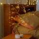 Настільний світильник USB 50 см 36 LED теплий білий акрил натуральне дерево нічник-проектор Auelife - зображення 9