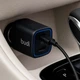 Автомобільний зарядний пристрій 70W з двома USB роз'ємами та довжиною шнура 1.5 метра для пристроїв Apple колір чорний - зображення 2