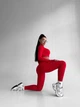 Спортивний жіночий костюм Hot з імітацією білизни для фітнесу та йоги (рашгард + легінси) з подвійним Push Up Однотонний M Червоний (JQ03M) - зображення 13