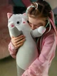 Котик-подушка антистресс, Кот Батон 90 см — мягкая игрушка для обнимашек, Серый - изображение 4
