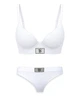 Женский комплект белья Victoria's Secret лиф и трусики тонг 1159857250 (Белый 36D/L) - изображение 1