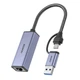 Адаптер сетевой BENFEI 000317 USB-C/USB-A на RJ45 Gigabit Ethernet, без драйверов - изображение 1
