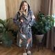 Халат женский плюшевый темно-серый с перьями 54-56 р H32 Ananasko - изображение 3