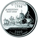 Монета США 25 центов (квотер) 2000 P «Штаты и территории - Вирджиния» UNC (KM#309) - изображение 2