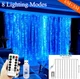Гірлянда-завіса штора 6х3м 600 LED лампочок USB з пультом для прикрас вікон, спальні, тераси, синя - зображення 6