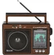 Портативний радіоприймач Golon RX-9966UAR – FM/УКХ/СВ/КВ, MP3 з USB/TF, Bluetooth колонка, акумулятор, ретро-дизайн Коричневий - изображение 1