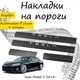 Накладки на пороги Tesla MODEL S Тесла Модель Эс 2013- Нержавеющая сталь Внутренние 4 шт. Цвет Карбон - изображение 1