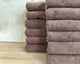 Набор турецких махровых однотонных полотенец Zeron 6 штук 50х90 + 6 штук 70х140 Brown плотность 500 г/м2 - изображение 3