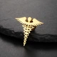 Значок из стали BROCHE брошь бижутерия Медицина Кадуцей золотистый BRGV114959 - изображение 4