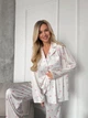 Женский шелковый домашний костюм S/M Молочный с сердечками 49840 - изображение 8