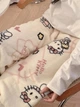 Штани піжамні плюшеві Hello Kitty кремового кольору, теплі домашні штани з милим принтом Хеллоу Кітті M-L - зображення 6