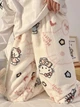 Штани піжамні плюшеві Hello Kitty кремового кольору, теплі домашні штани з милим принтом Хеллоу Кітті M-L - зображення 2