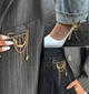 Брошь-булавка Fashion Jewerly многофункциональная с цепочками Y2K брошь-фиксатор для декора одежды, джинсов, сумок, золотистая (SVS) - изображение 4