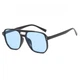 Очки солнцезащитные авиатор Aviator черные с голубыми линзами - изображение 5