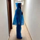Дождевик с штанами водонепроницаемый защитный Raincoat Set, полиэтиленовый дождевой костюм 2в1 куртка+ брюки с капюшоном от дождя и влаги, унисекс, универсальный размер Голубой, RSH-641-Blue - изображение 7