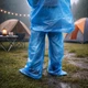 Дождевик с штанами водонепроницаемый защитный Raincoat Set, полиэтиленовый дождевой костюм 2в1 куртка+ брюки с капюшоном от дождя и влаги, унисекс, универсальный размер Голубой, RSH-641-Blue - изображение 10