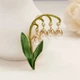 Брошь женская BROCHE бижутерия Цветы Ландыш зелёная BRBF112293 - изображение 2