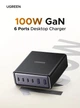 Зарядное устройство 100W UGREEN X765 6-Port GaN 100W Desktop Fast Charger для Macbook Air iPad iPhone 17 16 15 Pro Max Xiaomi Samsung Tablet 4C2A Black (65190) - изображение 7