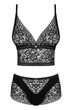 Комплект жіночий мереживний Obsessive Cecilla Top & Shorties L-XL чорний - изображение 2