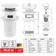 Донный клапан для раковины Koer PW-07-03 1 1/4'' с переливом автоматический СLICK-СLACK (Цвет белый) - изображение 6
