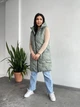 Стильная весенняя жилетка-макси на синтепоне 150, плащевка пайка, SOLINNA LI-6045 Оливковый, 50-52 - изображение 5