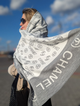 Двосторонній шарф Chanel теплий кашемір+шерсть+віскоза сірий 170×60 см (LUX1089) - зображення 2