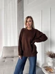 Теплый джемпер из мягкой пряжи Оne size 42-48 Коричневый (1002) - изображение 3