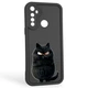 Чехол силиконовый оригинальный Soft Touch с 3D принтом злой котик для Realme C3 черный (Полная защита камеры) - изображение 1