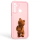 Чехол силиконовый оригинальный Soft Touch с 3D принтом смешного теда мишки для Realme C3 розовый (Полная защита камеры) - изображение 1