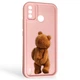 Чохол силіконовий Soft Touch з 3D принтом кумедний тед ведмідик для Tecno Spark 6 Go (KE5) рожевий (Повний захист камери) - зображення 1