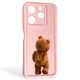 Чехол силиконовый Soft Touch с 3D принтом смешного теда мишки для TECNO Spark 10 Pro (KI7) розовый (Полная защита камеры) - изображение 1