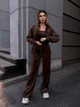 Жіночий велюровий костюм (кофта+штани+топ) Uaclothes 46-48 Коричневий (like36678-171041350) - изображение 1