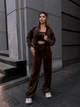 Жіночий велюровий костюм (кофта+штани+топ) Uaclothes 46-48 Коричневий (like36678-171041350) - изображение 2