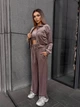 Жіночий велюровий костюм (кофта+штани+топ) Uaclothes 46-48 Капучино (like36679-171051350) - изображение 2