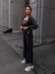 Жіночий велюровий костюм (кофта+штани+топ) Uaclothes 46-48 Графітовий (like36673-170991350) - изображение 5