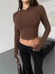 Жіноча вкорочена кофта з капюшоном Uaclothes 42 Коричневий (like36688-171141364) - изображение 4